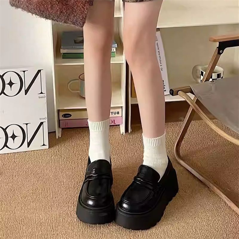 店主自留款🖤學院風 微厚底增高小皮鞋（下單送一雙白襪）