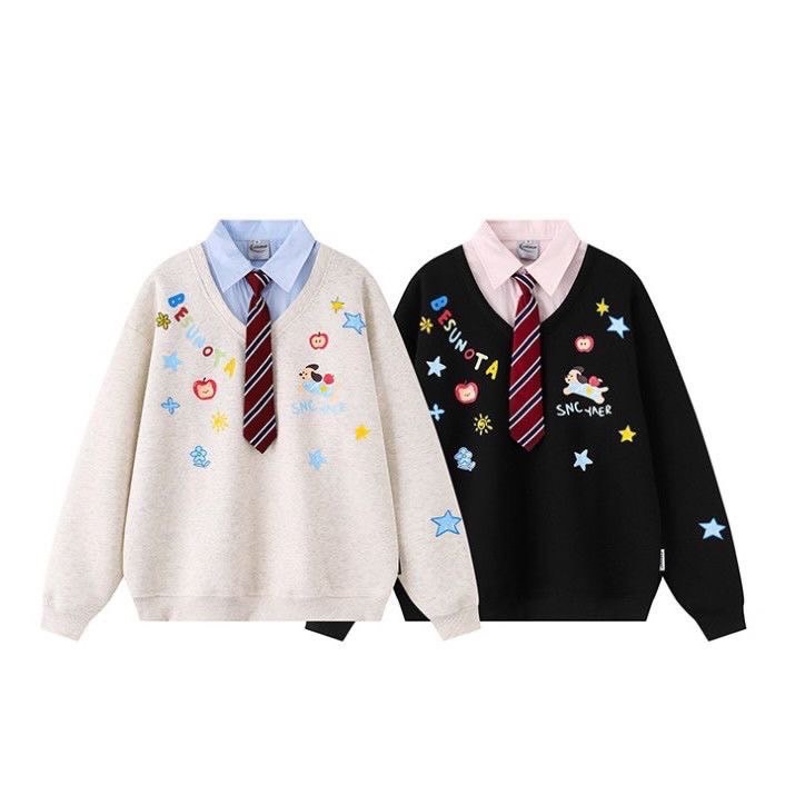 誰穿誰好看！附領帶 學院風假兩件