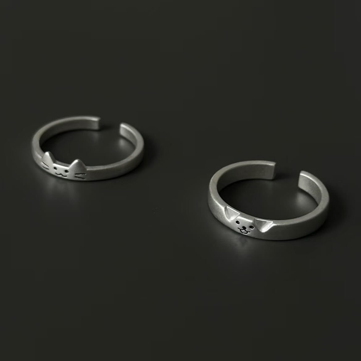 小貓小狗銀開口戒