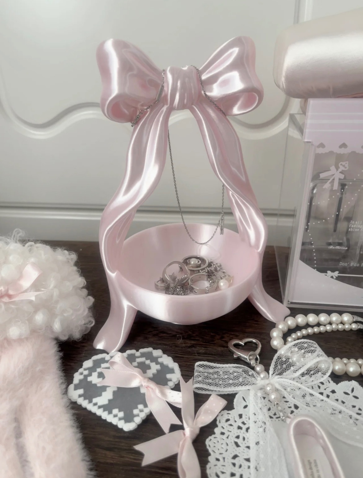 緞光蝴蝶結首飾盤/架🎀