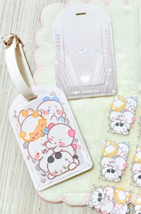 MMMM麻糬擠好擠滿-雙面皮革行李吊牌