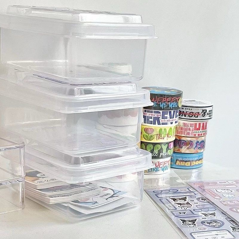 透明翻蓋卡膜收納盒 咕卡卡套整理盒 偶像小卡收集盒 防塵盒 ins桌面收納盒 opp自黏袋