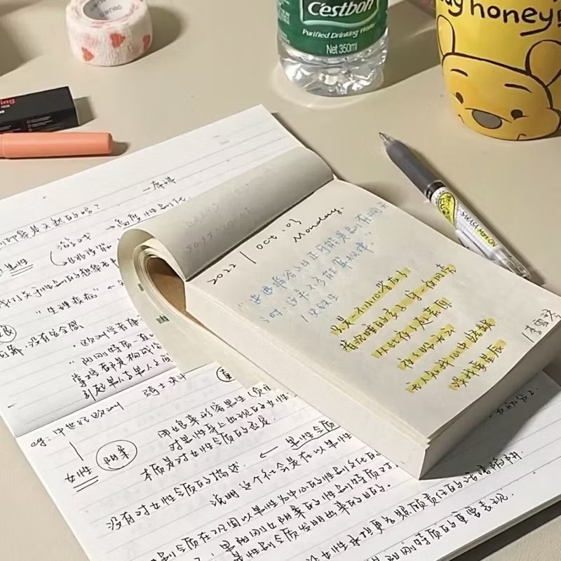 超厚牛皮紙空白草稿本 250張/500頁 加厚可撕式計算紙 學生記事本小方磚 手帳空白筆記本