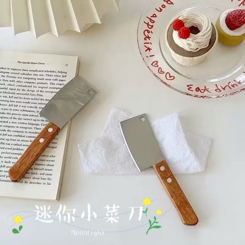 迷你小菜刀🔪 網紅同款開箱刀 不鏽鋼拆箱刀 蛋糕甜點刀 小餐刀 奶油刀 起司刀 便攜隨身小刀