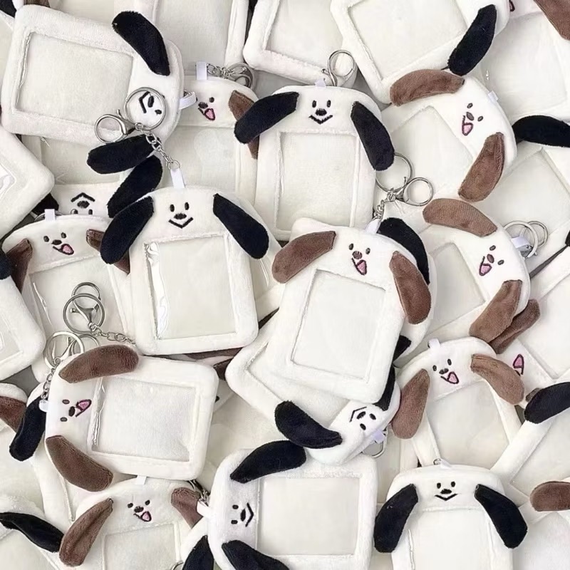 可愛毛絨小狗卡套 ins修狗偶像小卡展示套 拍立得保護套 學生悠遊卡證件套 咕卡毛茸茸保護套