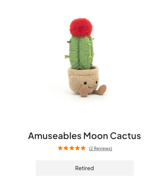 （已退休）Jellycat Moon Cactus月亮仙人掌