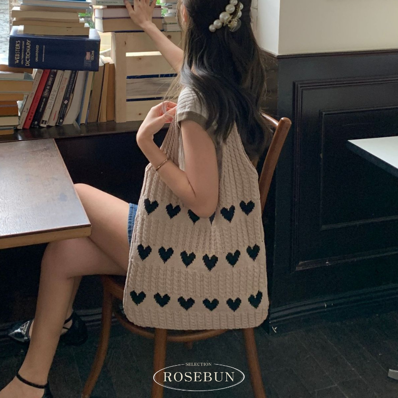 愛心刺繡針織包