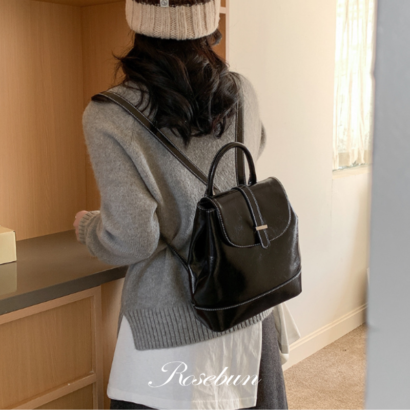 韓系質感皮革後背包