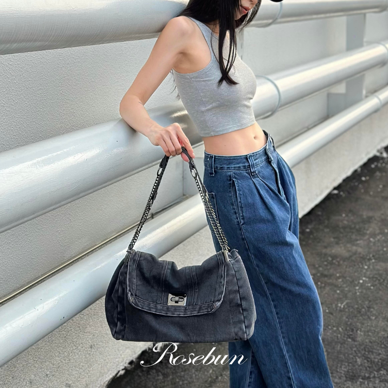 個性仿舊鍊條牛仔包