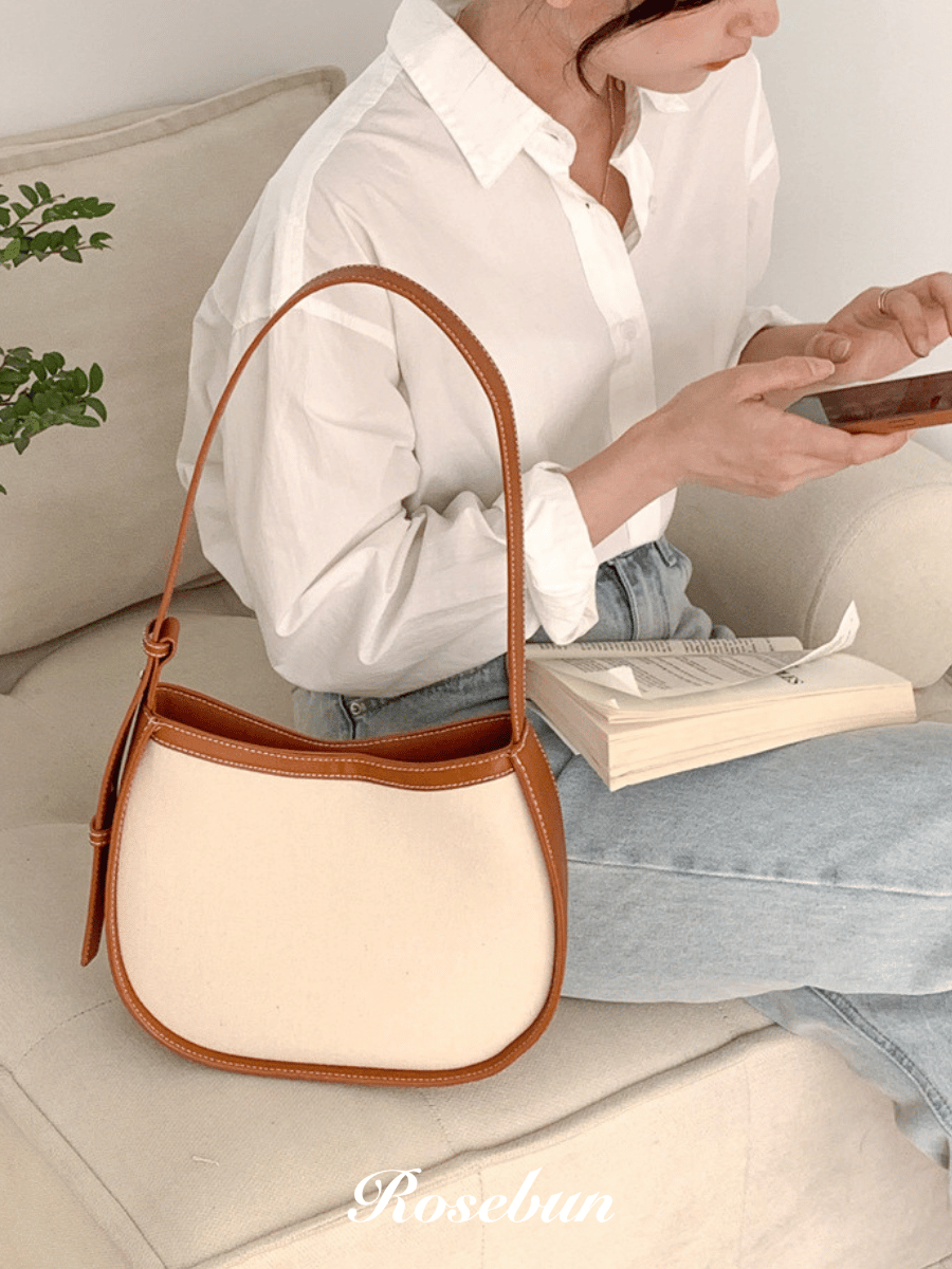 質感滾邊帆布腋下包