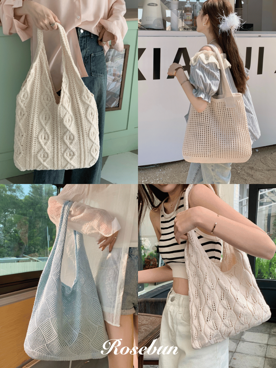 韓系質感針織單肩包