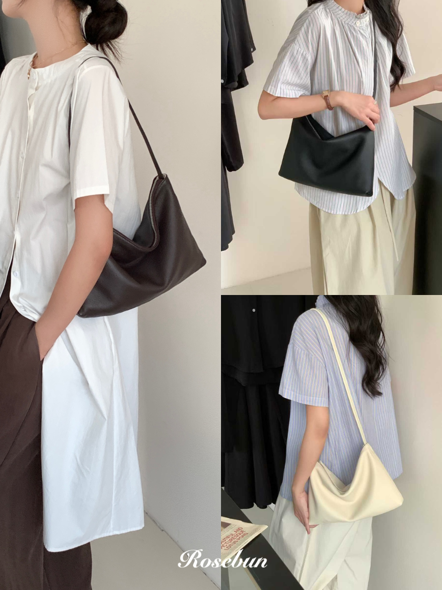 簡約垂墜牛皮hobo包