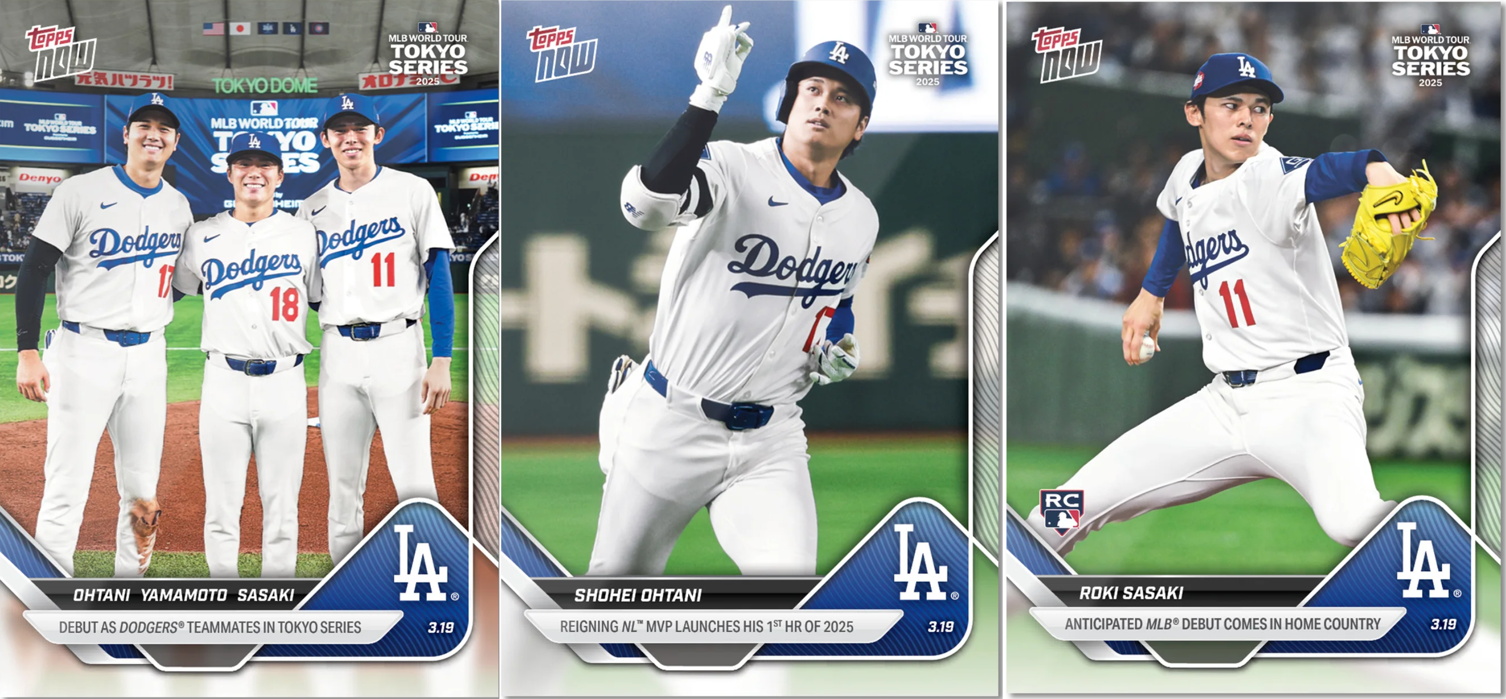 【現貨】3張套組 Ohtani / Yamamoto / Sasaki MLB Topps NOW
