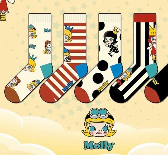 泡泡Molly卡通中筒襪
