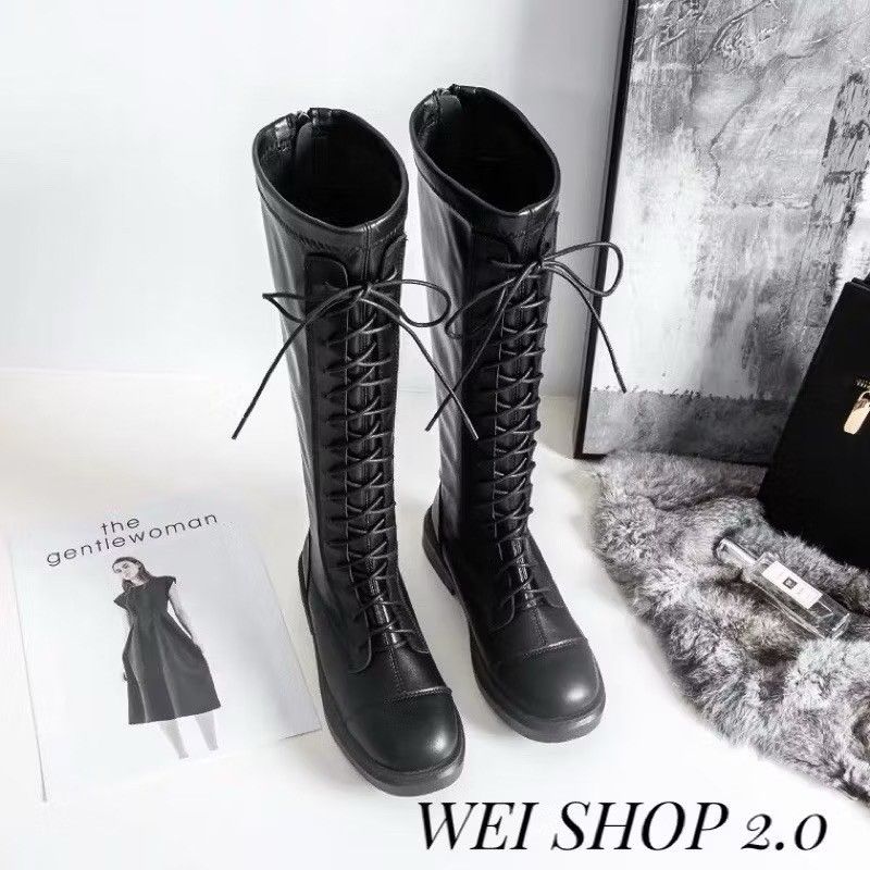 ☺獨家款加大筒圍綁帶馬丁靴長靴☺原價1699