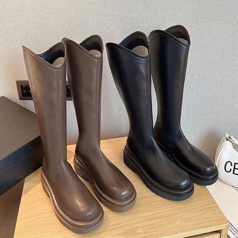 ☺36-43騎士V口顯瘦軟皮馬丁長靴☺