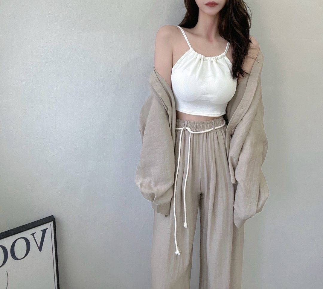 削肩綁帶罩杯背心💫