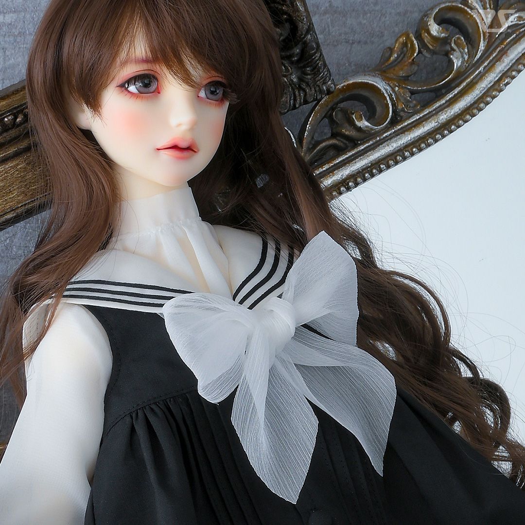 鏡面水手服套裝（黑色＆白色）