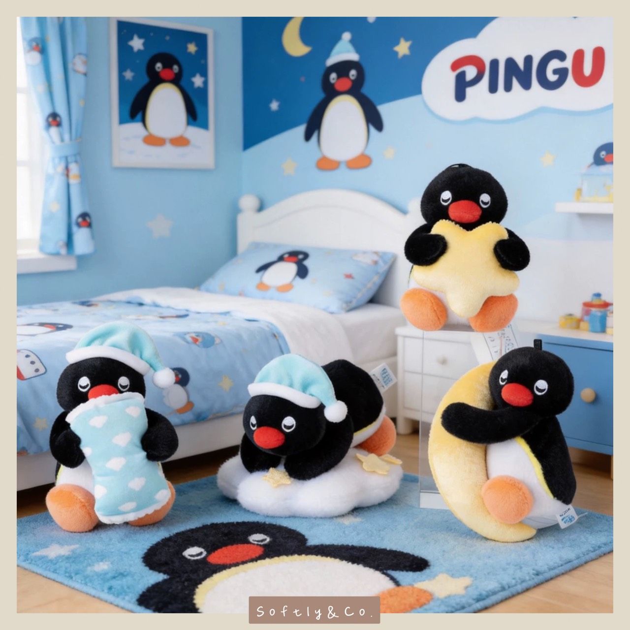 ＝正版授權＝晚安甜夢系列Pingu毛絨吊飾（現貨）