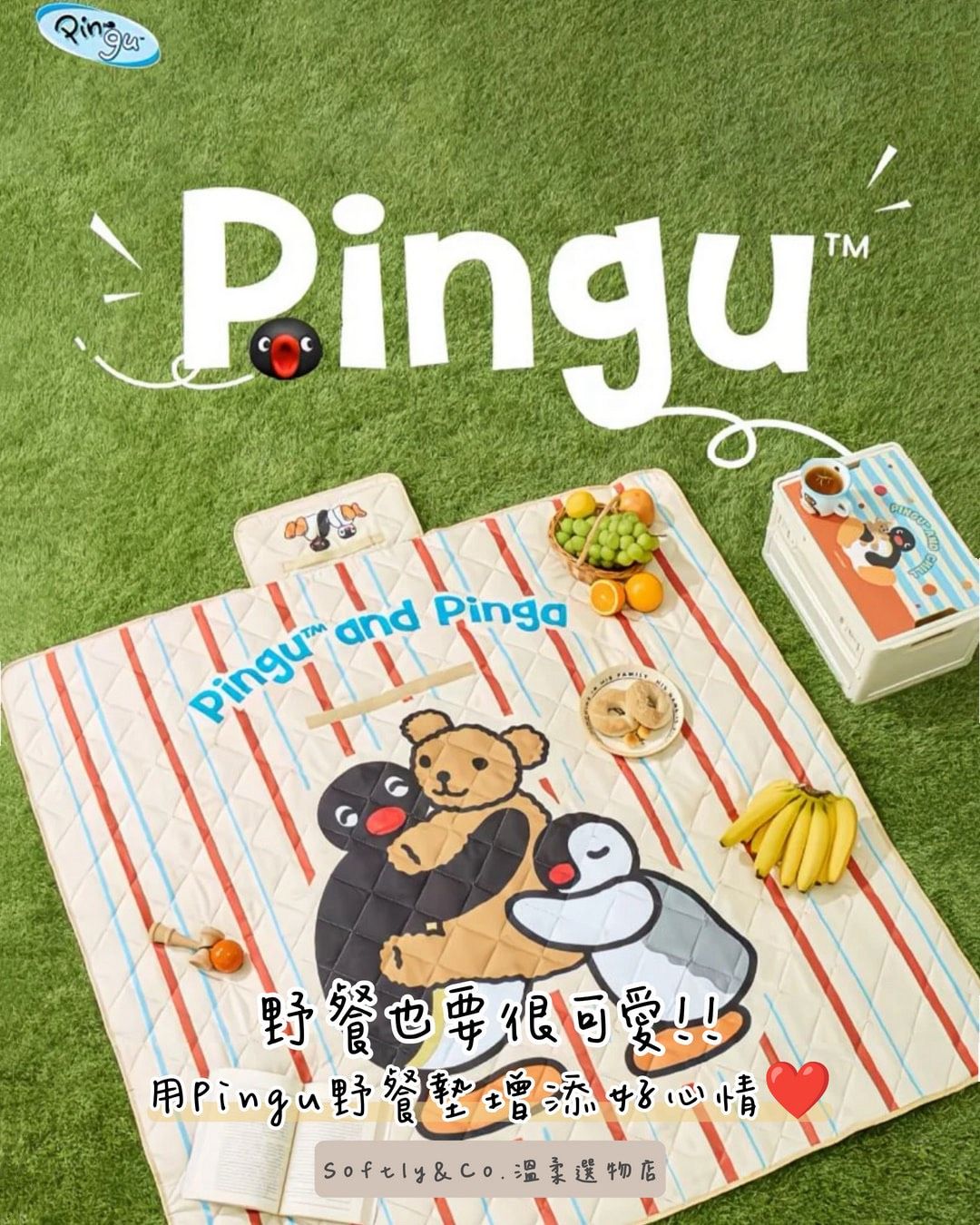 ≣正版授權≣Pimgu企鵝家族攜帶式摺疊野餐墊 （預購）