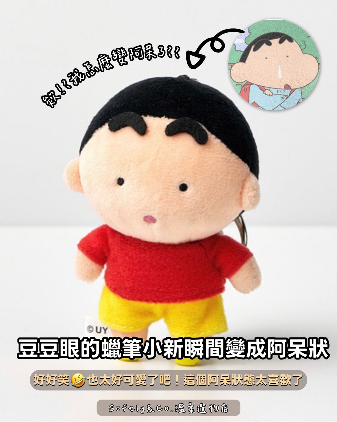 ■正版授權■韓國 蠟筆小新豆豆眼毛絨娃娃吊飾（預購）