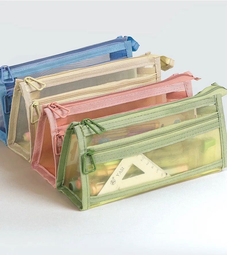 現貨-多彩透氣網狀筆袋4入