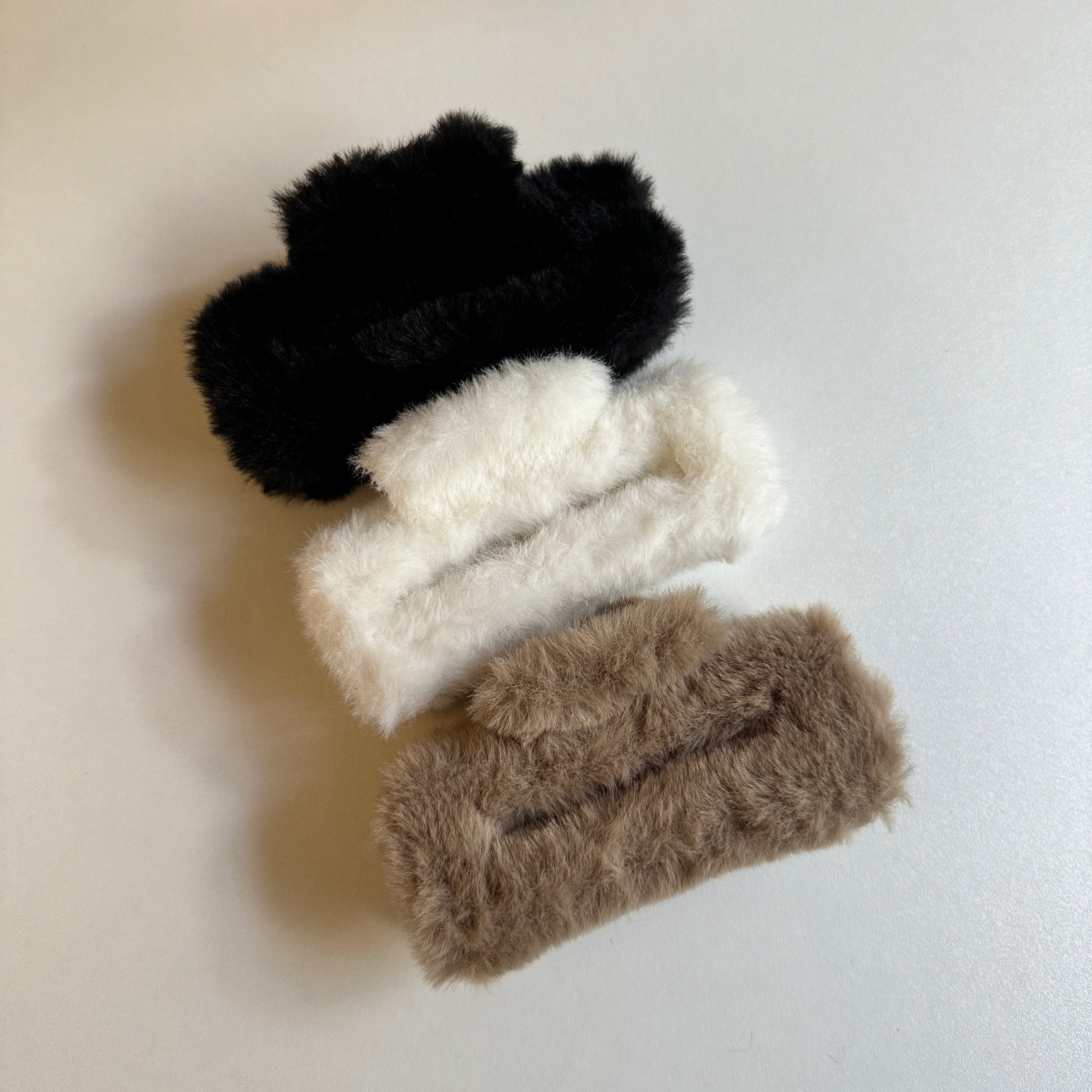 毛茸茸矩形鯊魚夾 秋冬毛絨抓夾 後腦勺髮夾 髮飾