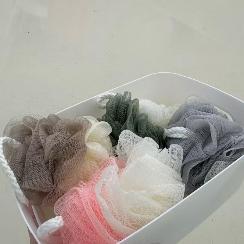 超柔雙色拼接可掛式浴花 拼色大號搓澡浴球 素色家用沐浴球 起泡網 洗澡刷