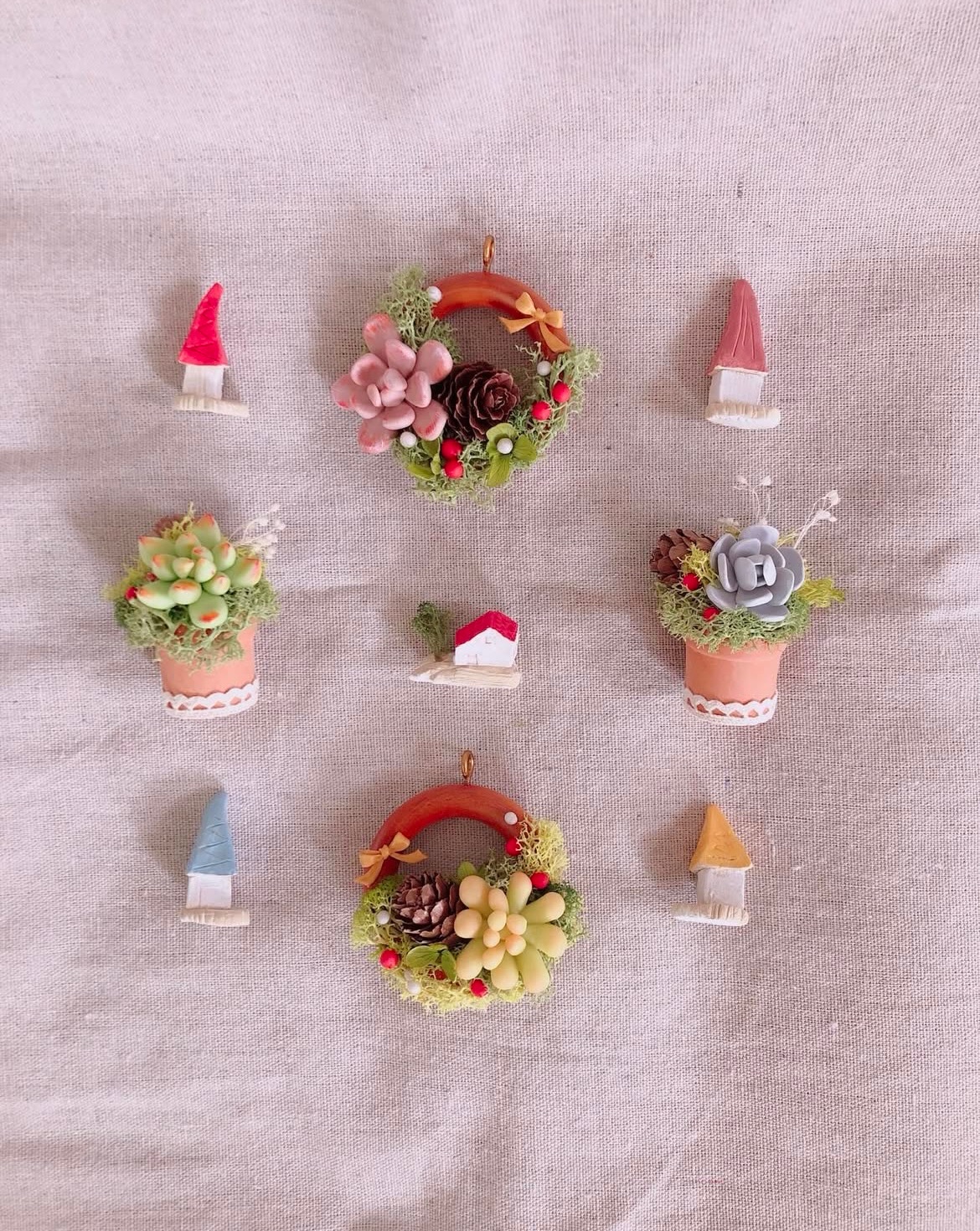 :::  聖誕小花圈與盆栽  ::: 🎄磁鐵小物🪴