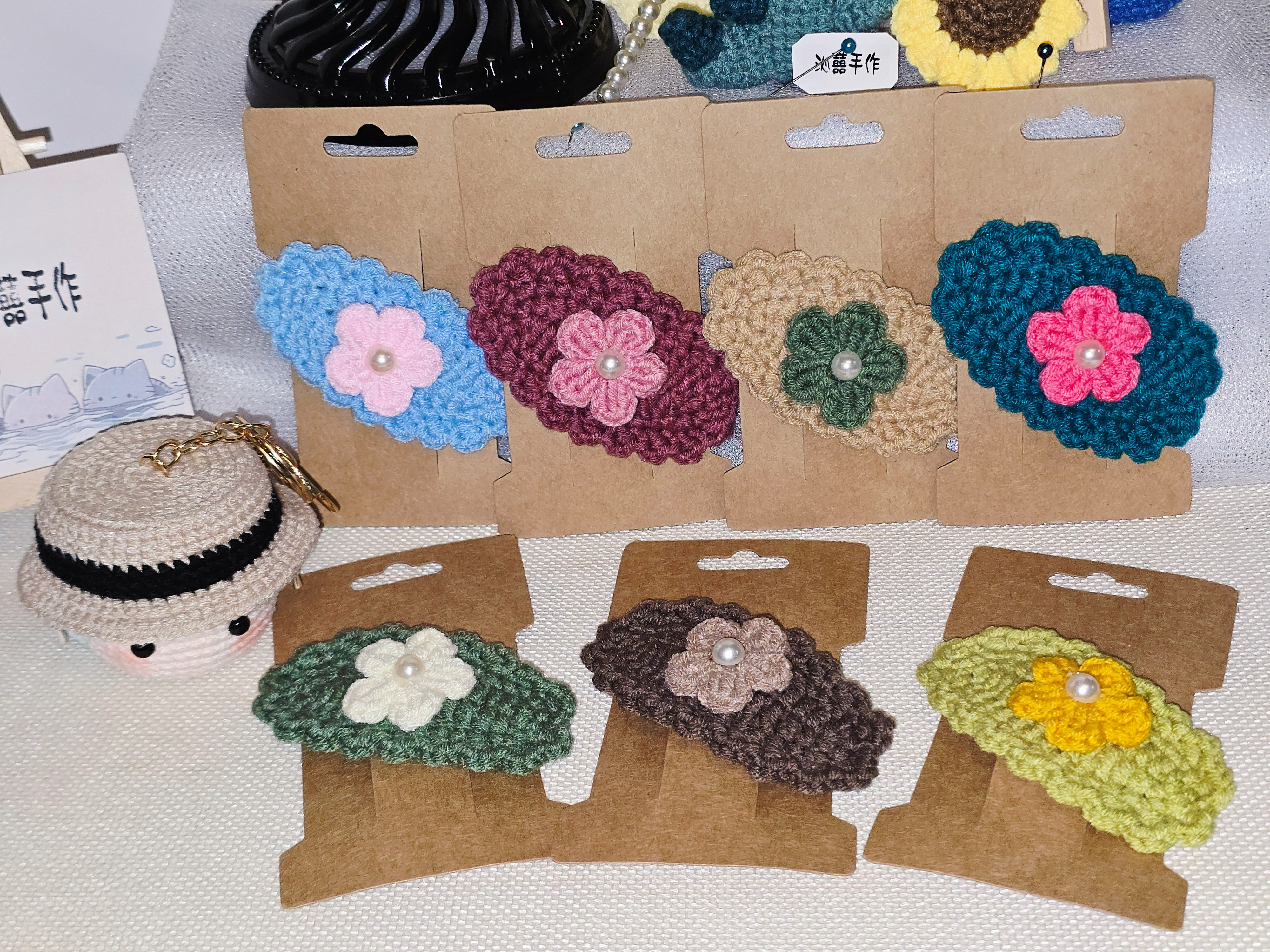 橢圓波浪小花 髮夾