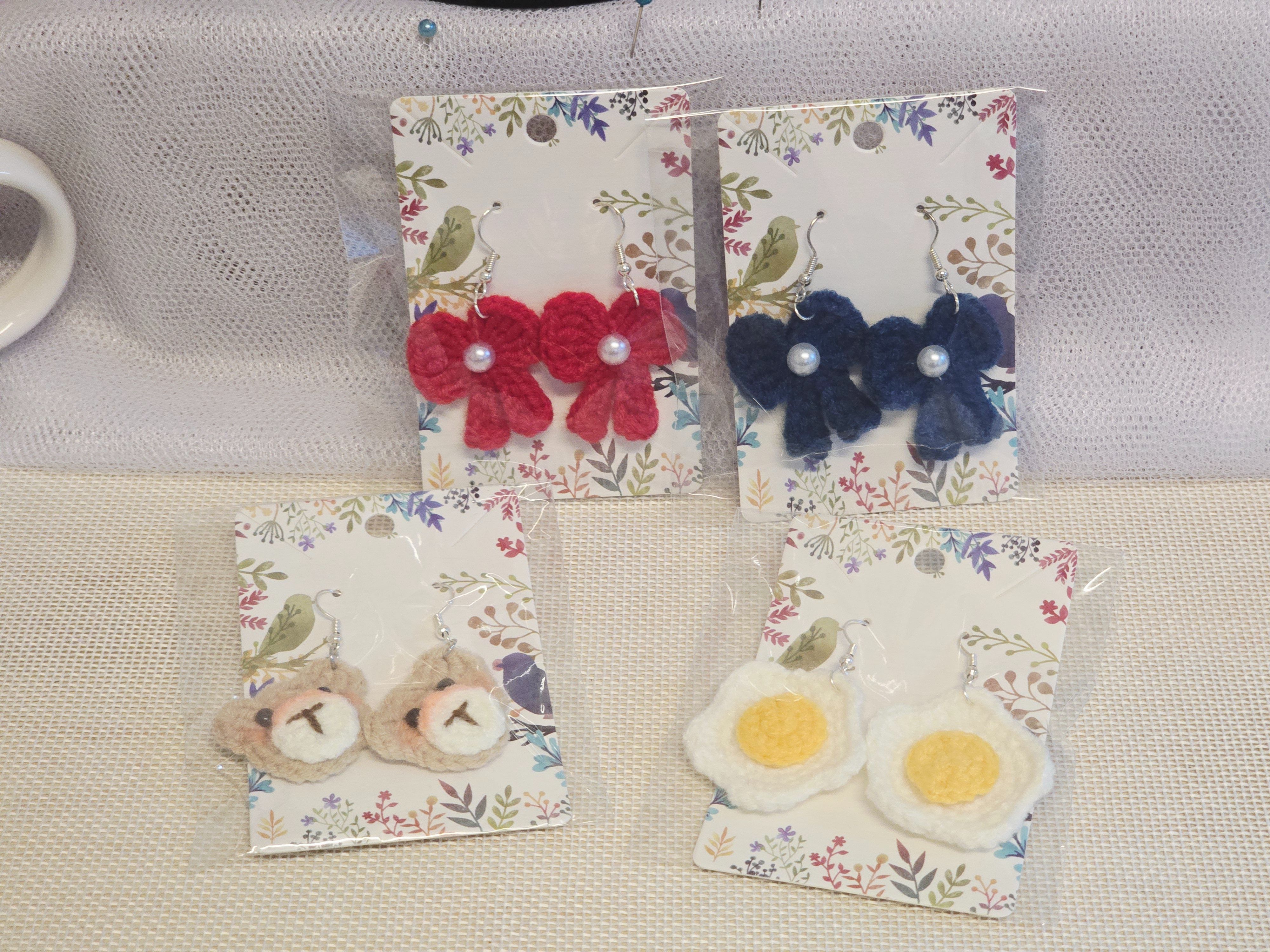 小熊，荷包蛋 ，在逃公主蝴蝶結 耳環