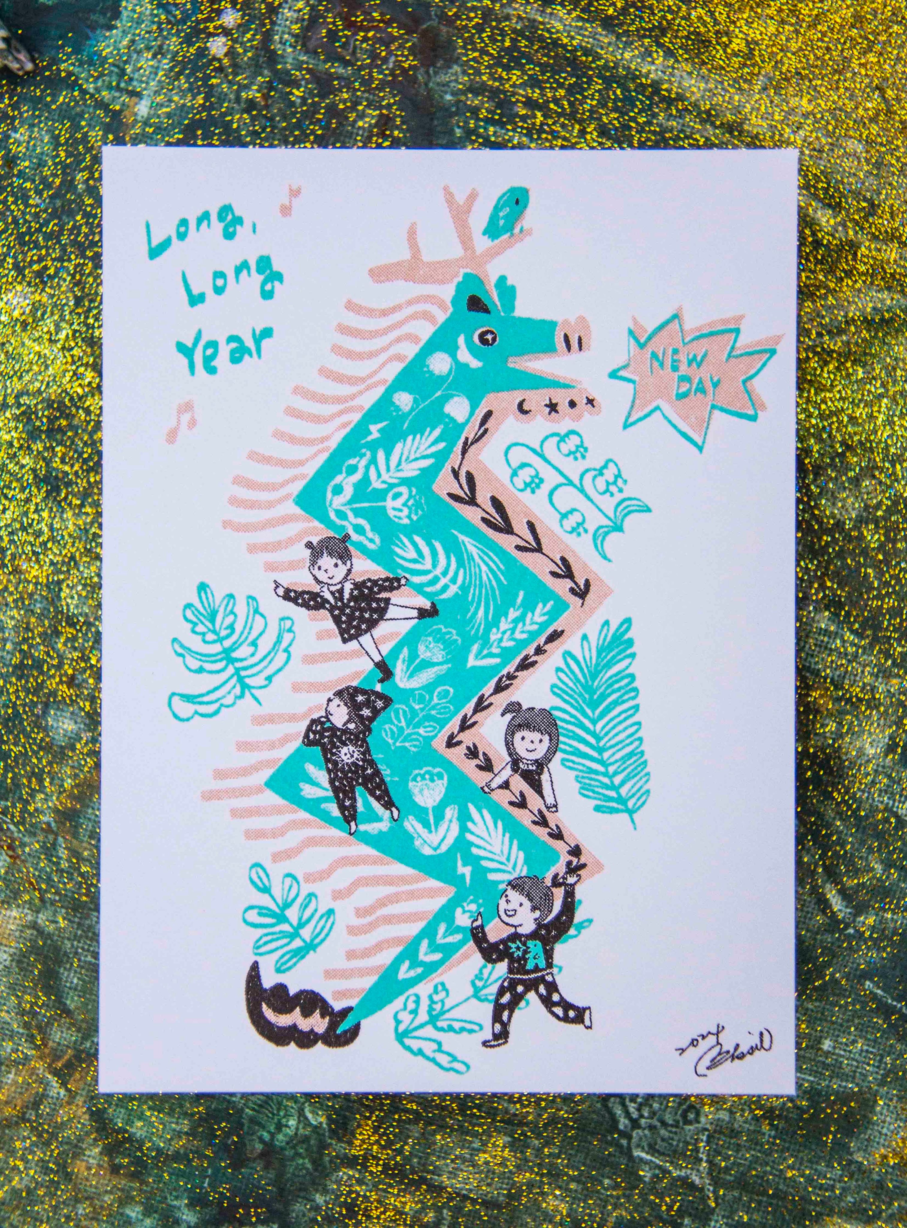 long long year | 龍年 | 孔版印刷明信片