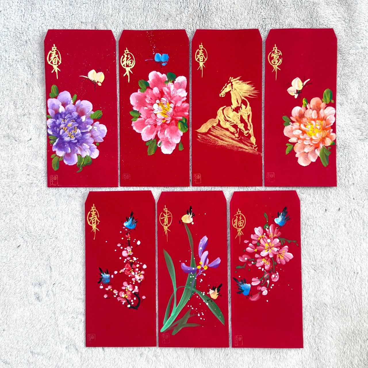 《手繪紅包袋》花款式（純圖無字）