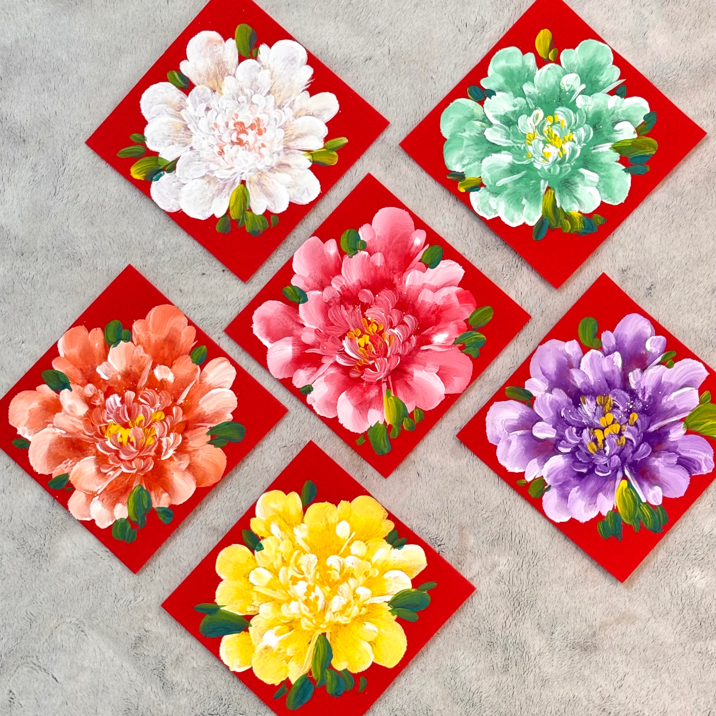 《手繪牡丹花》純圖無字!! 共六色（17*17cm）