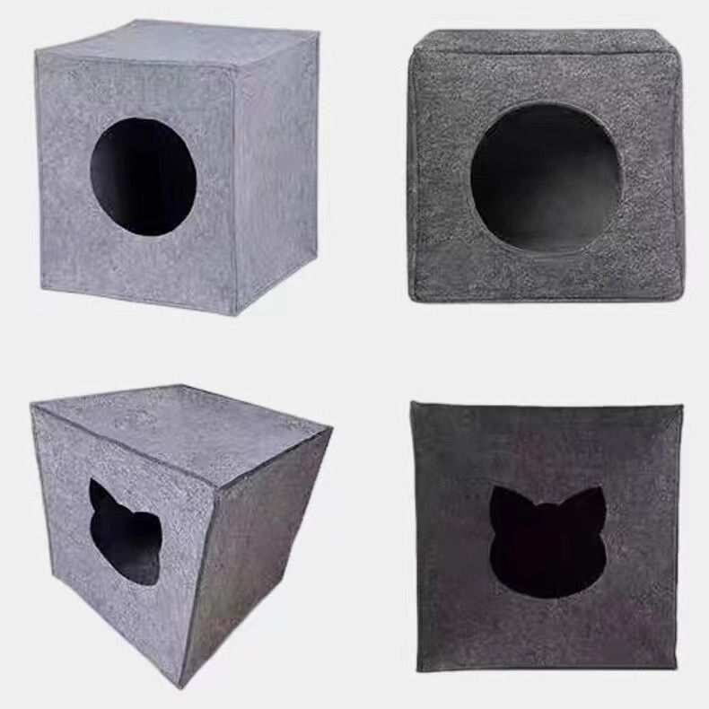 貓咪專區🐈 毛氈材質正方形貓屋 折疊式貓窩 貓床 ikea格子櫃 人貓公用家具
