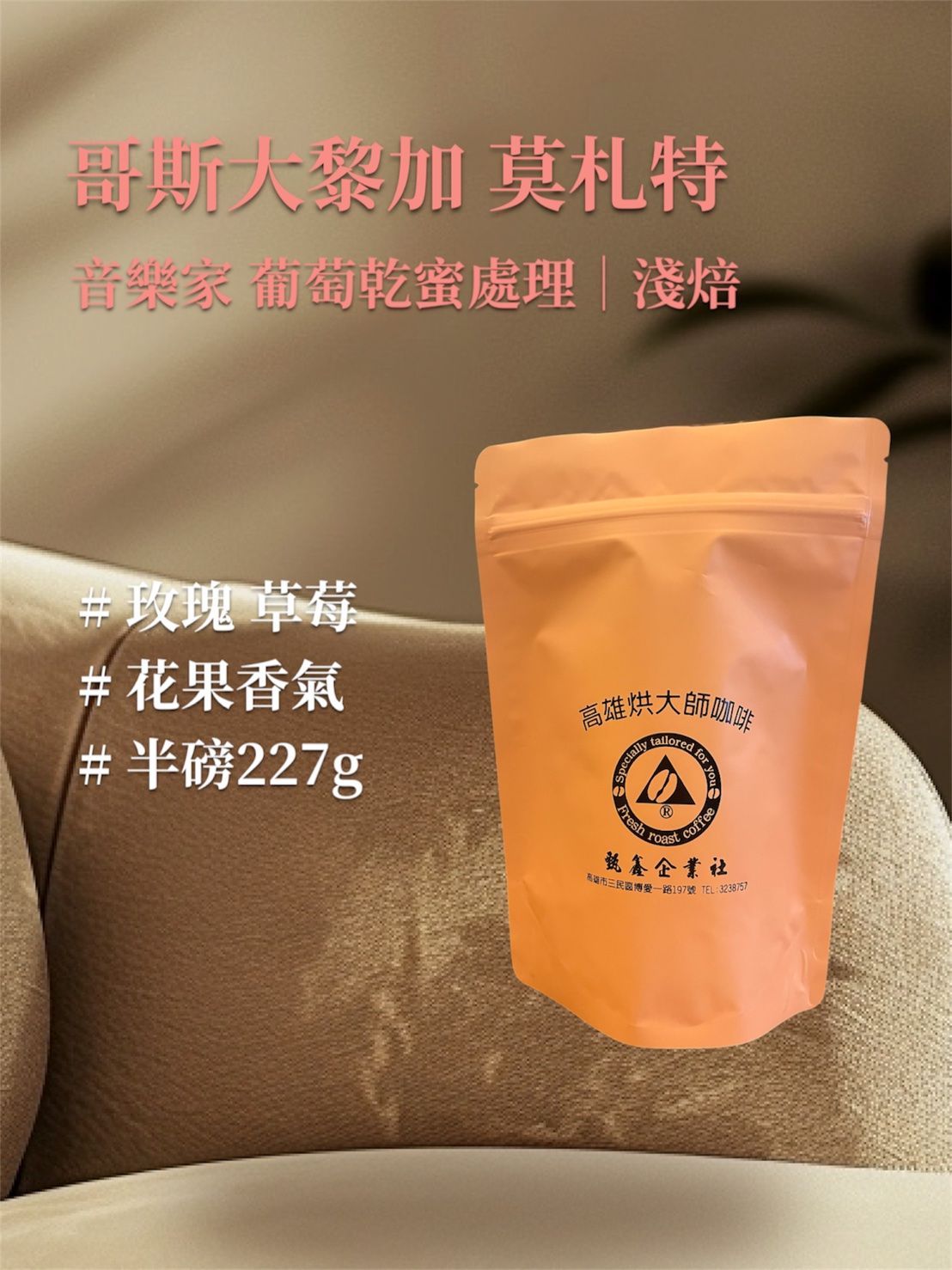 哥斯大黎加 音樂家系列 莫札特 葡萄乾蜜處理｜淺焙 [HON咖啡] 半磅（227g） 莊園咖啡 精品咖啡