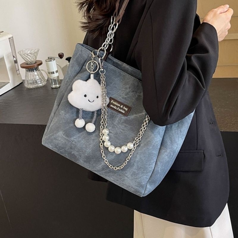 牛仔大容量托特包（關注ig贈吊飾）