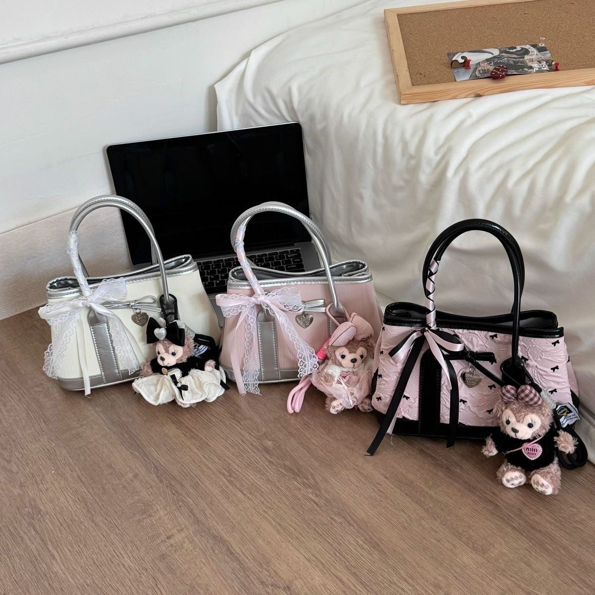 ins 蝴蝶結韓系芭蕾手提包（含緞帶）