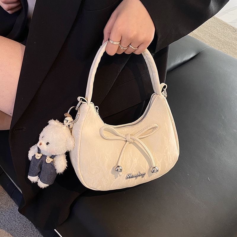 蝴蝶結斜挎單肩腋下包（無吊飾）