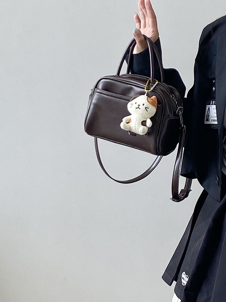 復古波士頓手提單肩斜挎包（追蹤ig 贈隨機款吊飾）