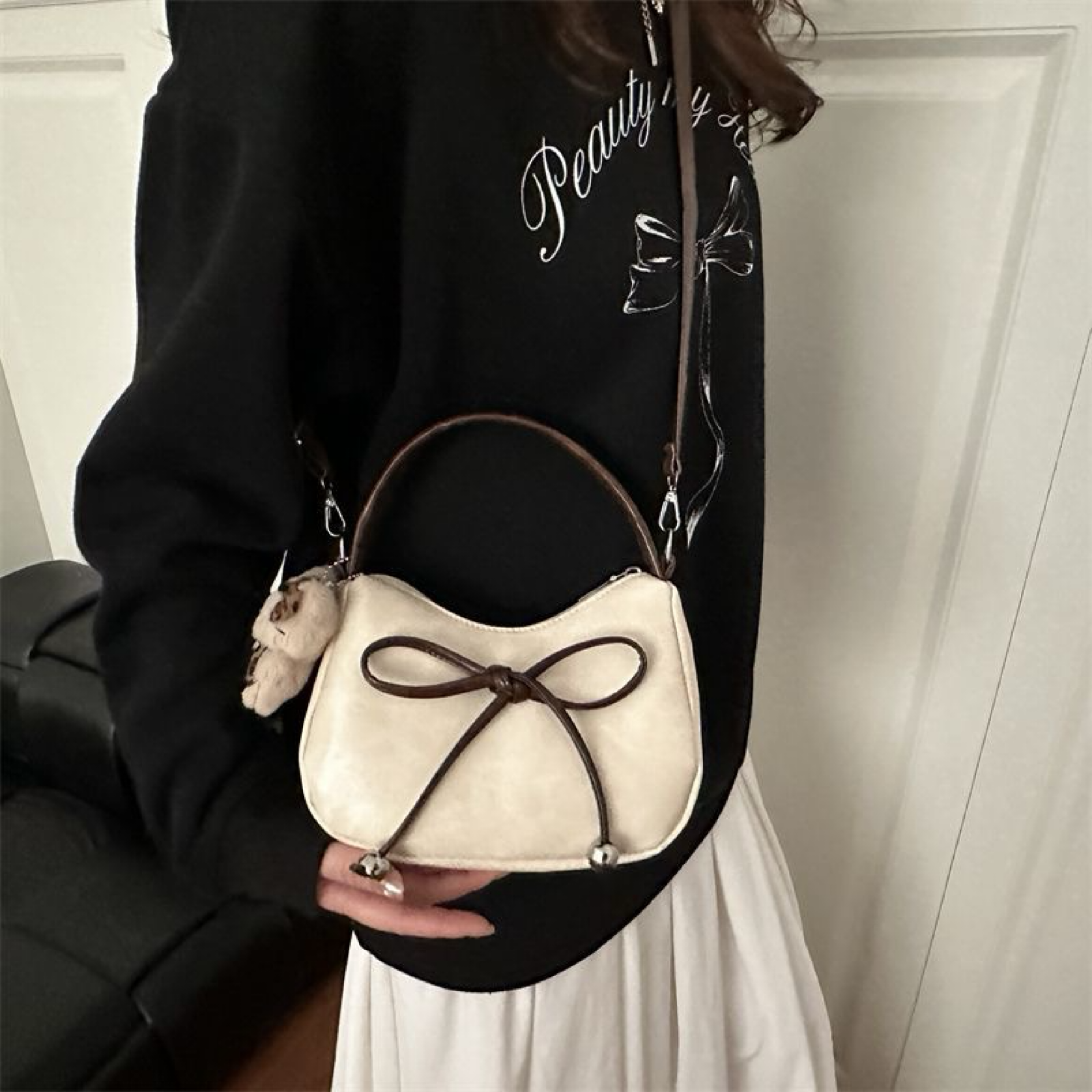 蝴蝶結腋下單肩斜挎包（追蹤ig 贈吊飾）