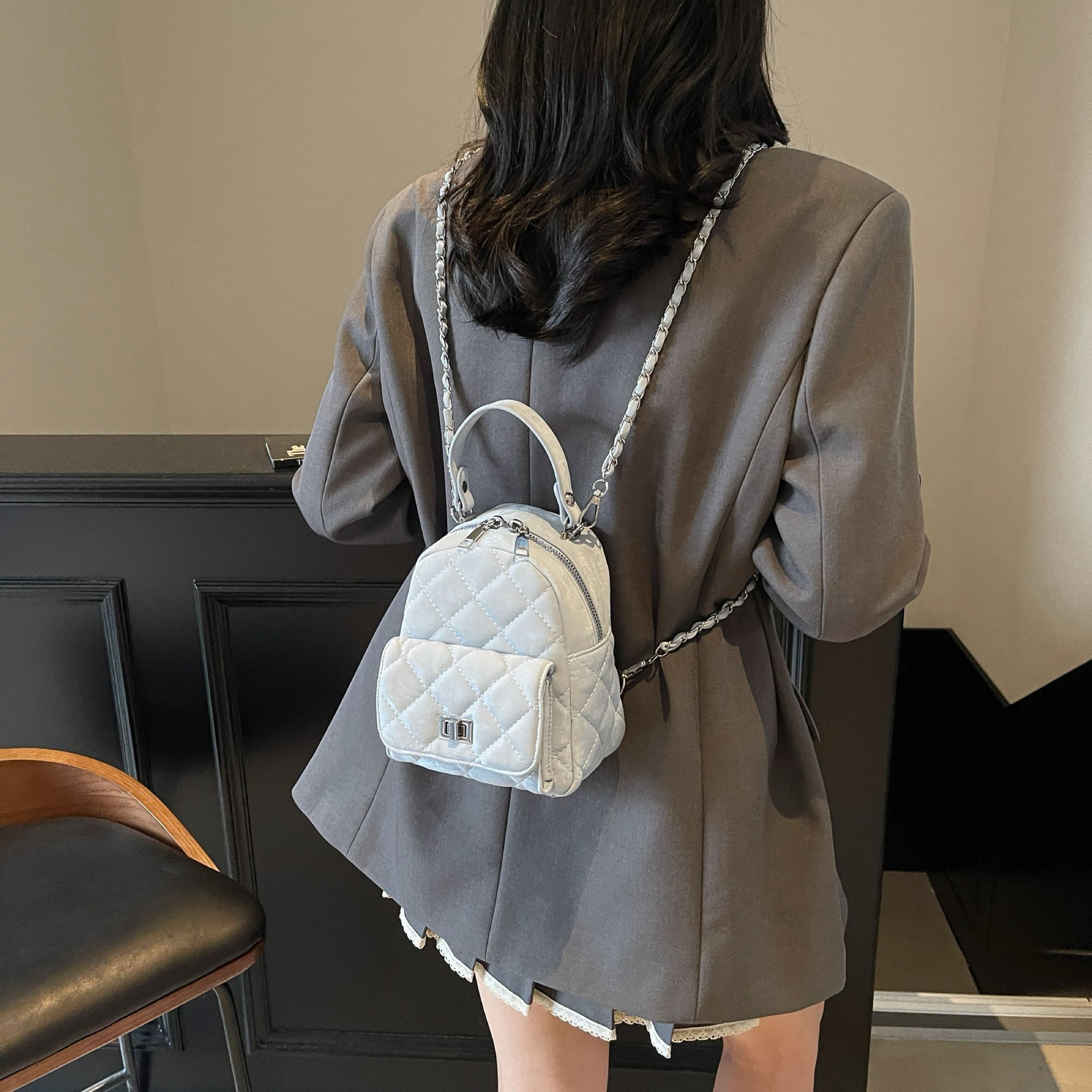 名媛風菱格小後背包（追蹤ig 贈吊飾）