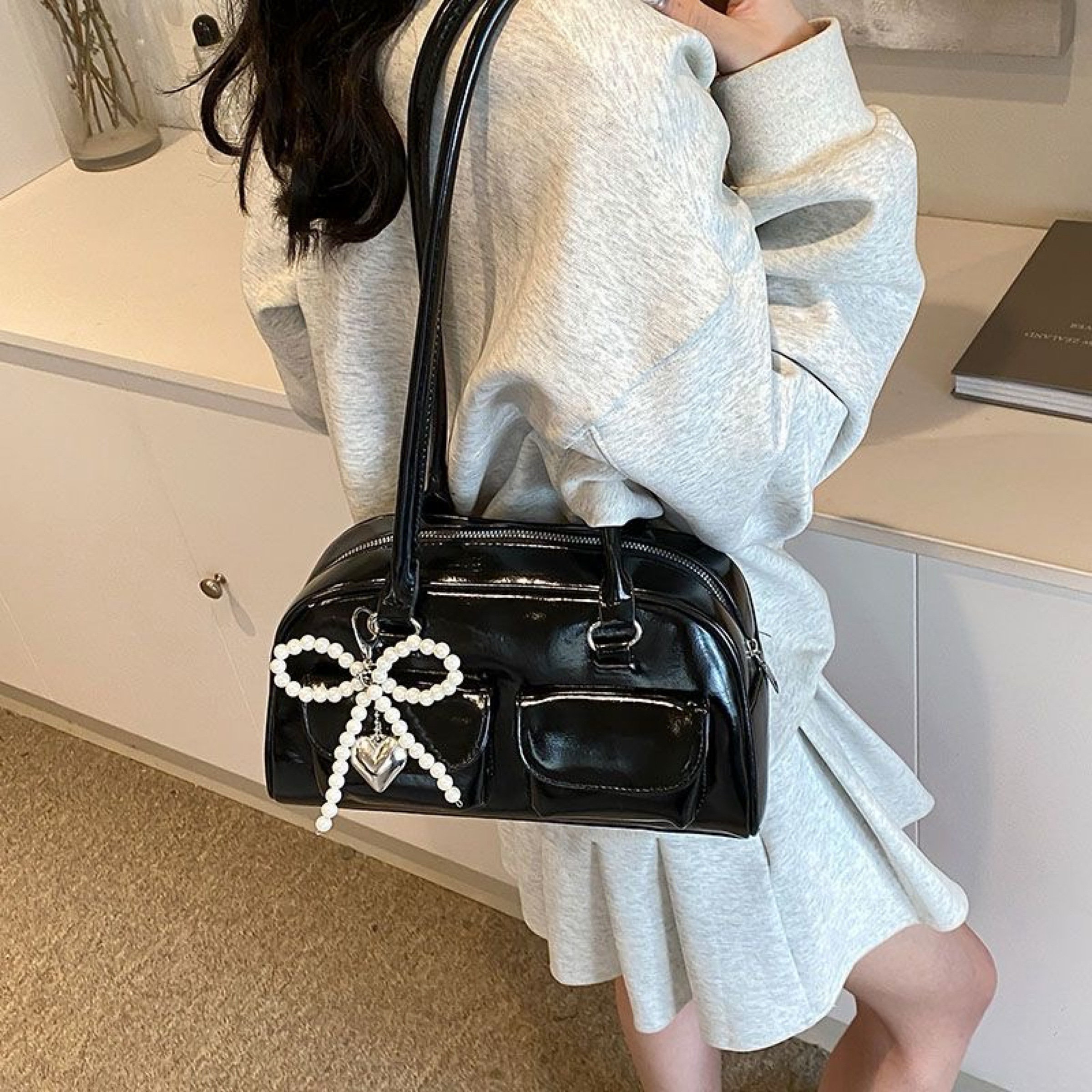 復古腋下保齡球包（追蹤ig 贈蝴蝶結吊飾）