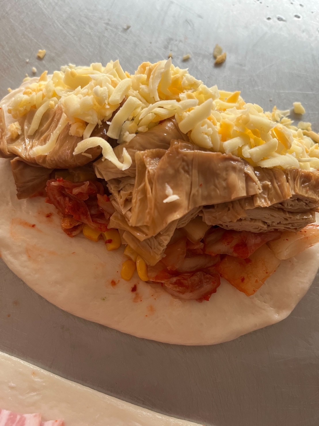 泡菜豆皮起司貝果