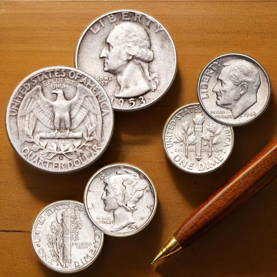 美國銀幣.保真.10美分.25美分.水星銀幣.墨丘利.小飛人銀幣.90%銀Junk Silver.戰爭銀幣.羅斯福憲法銀