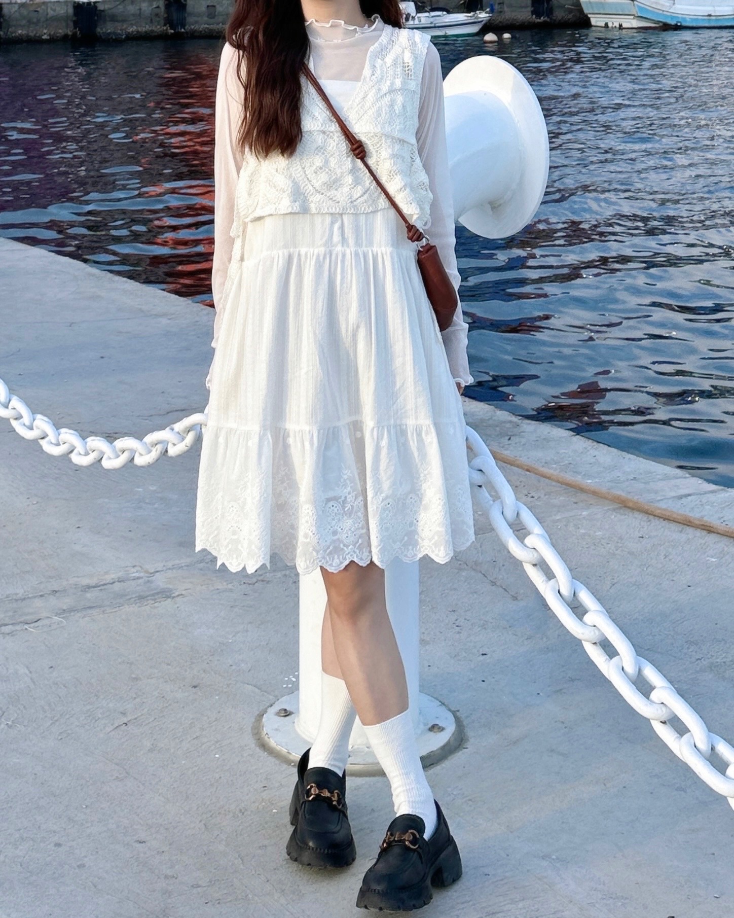 手工編織雙綁帶背心