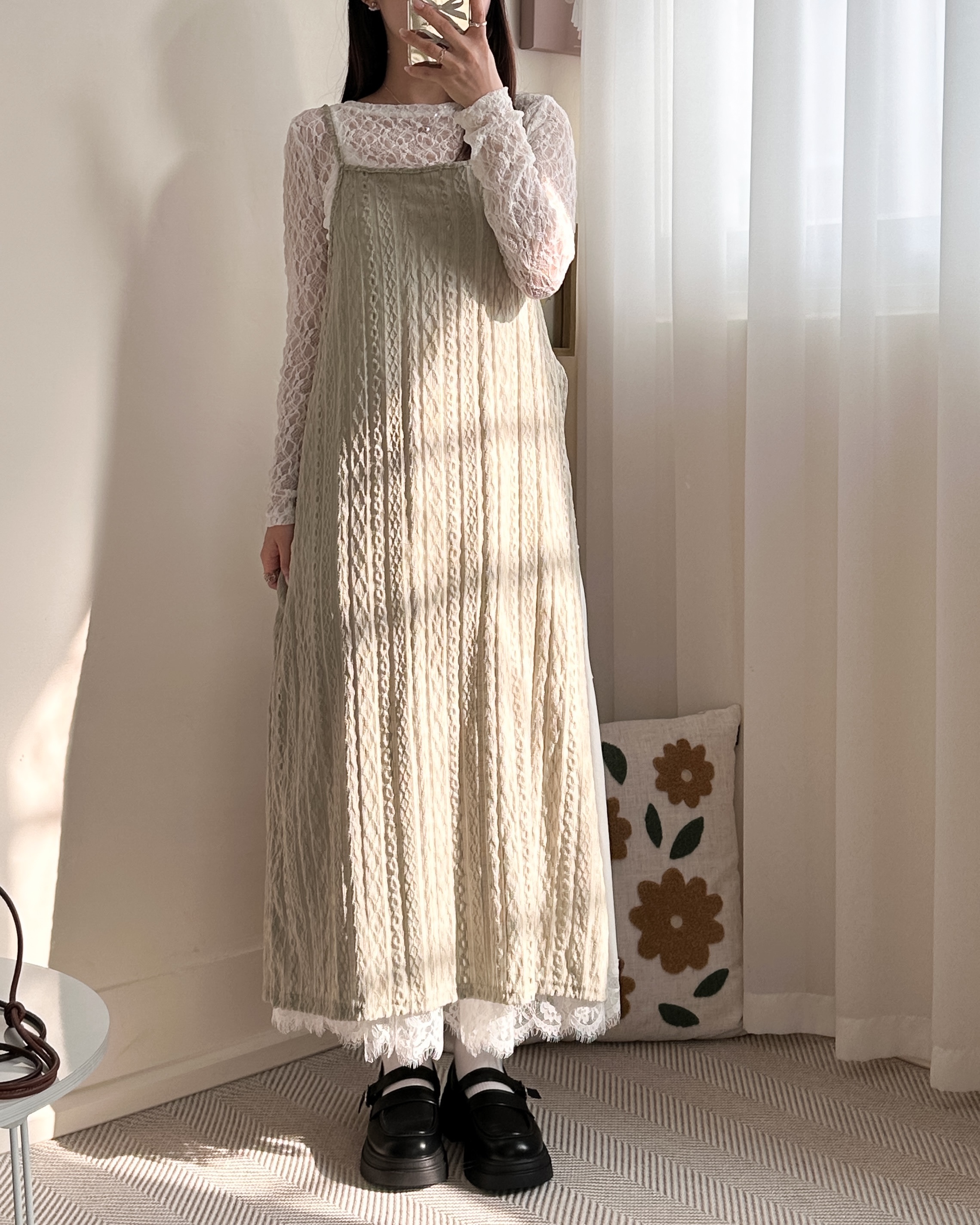 靜謐時光側綁帶長洋（真兩件式）