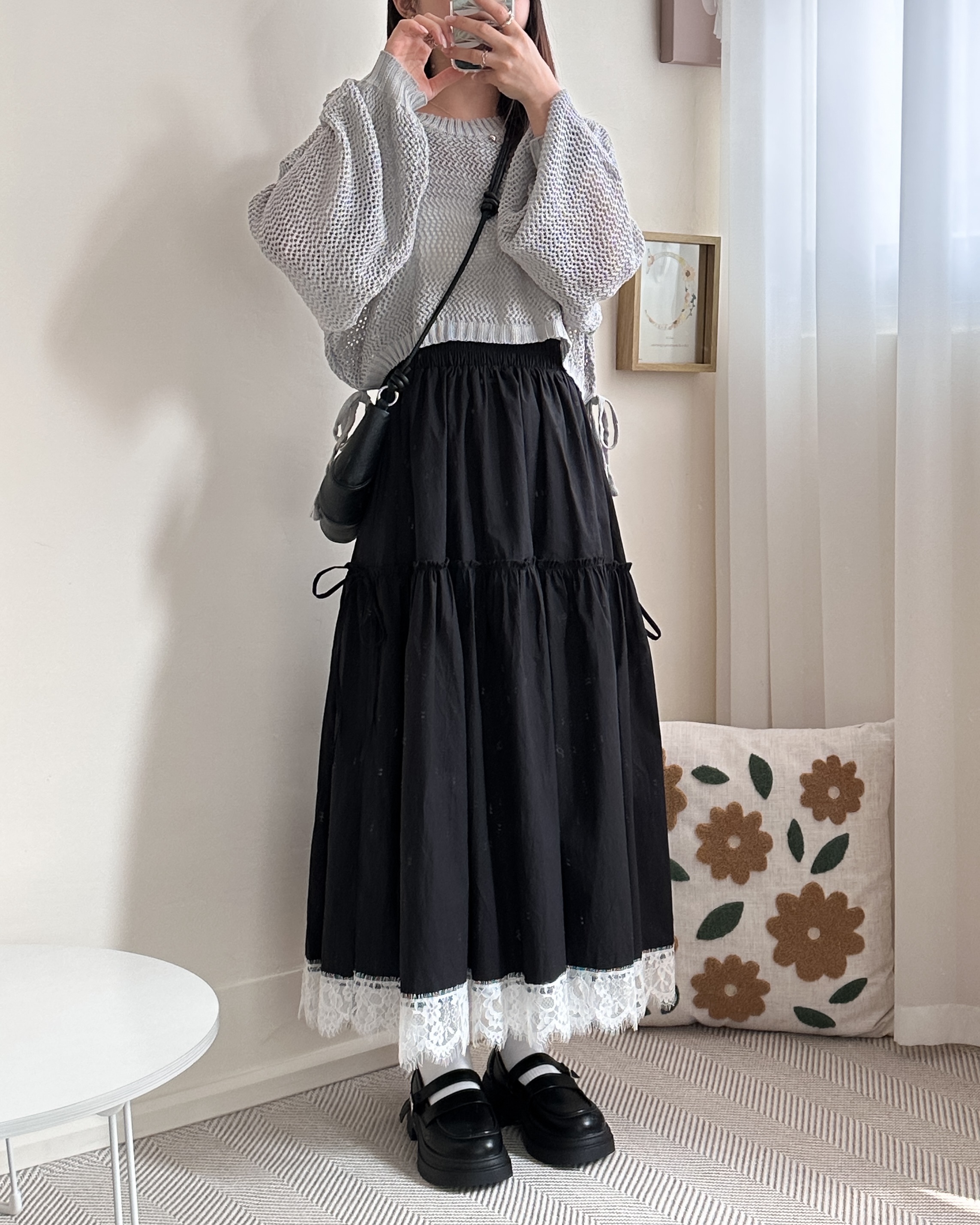 浪漫主義蕾絲下擺長裙🖤🤍