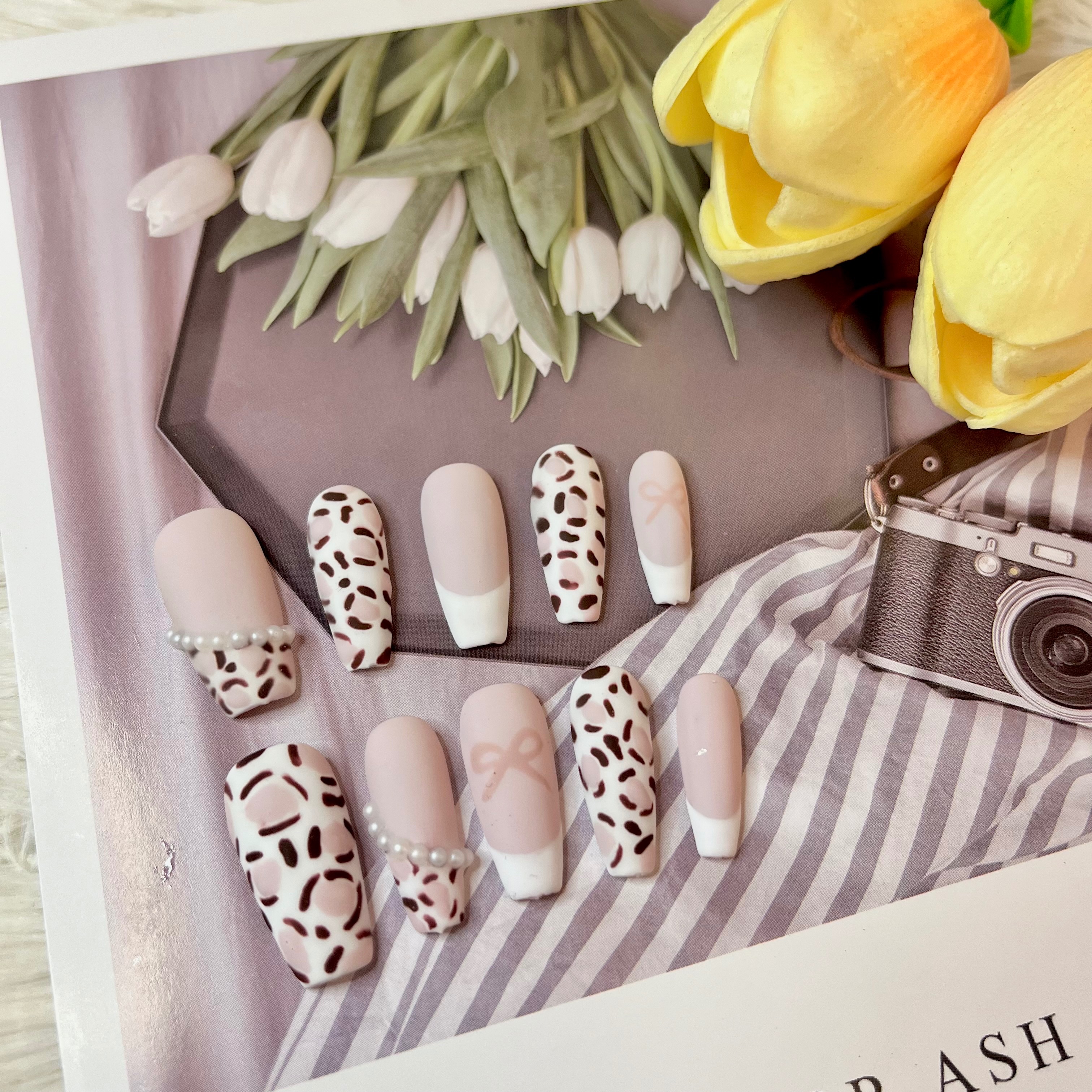 🌷粉色豹紋款穿戴甲【現貨當天寄出，預購2-3天到貨】