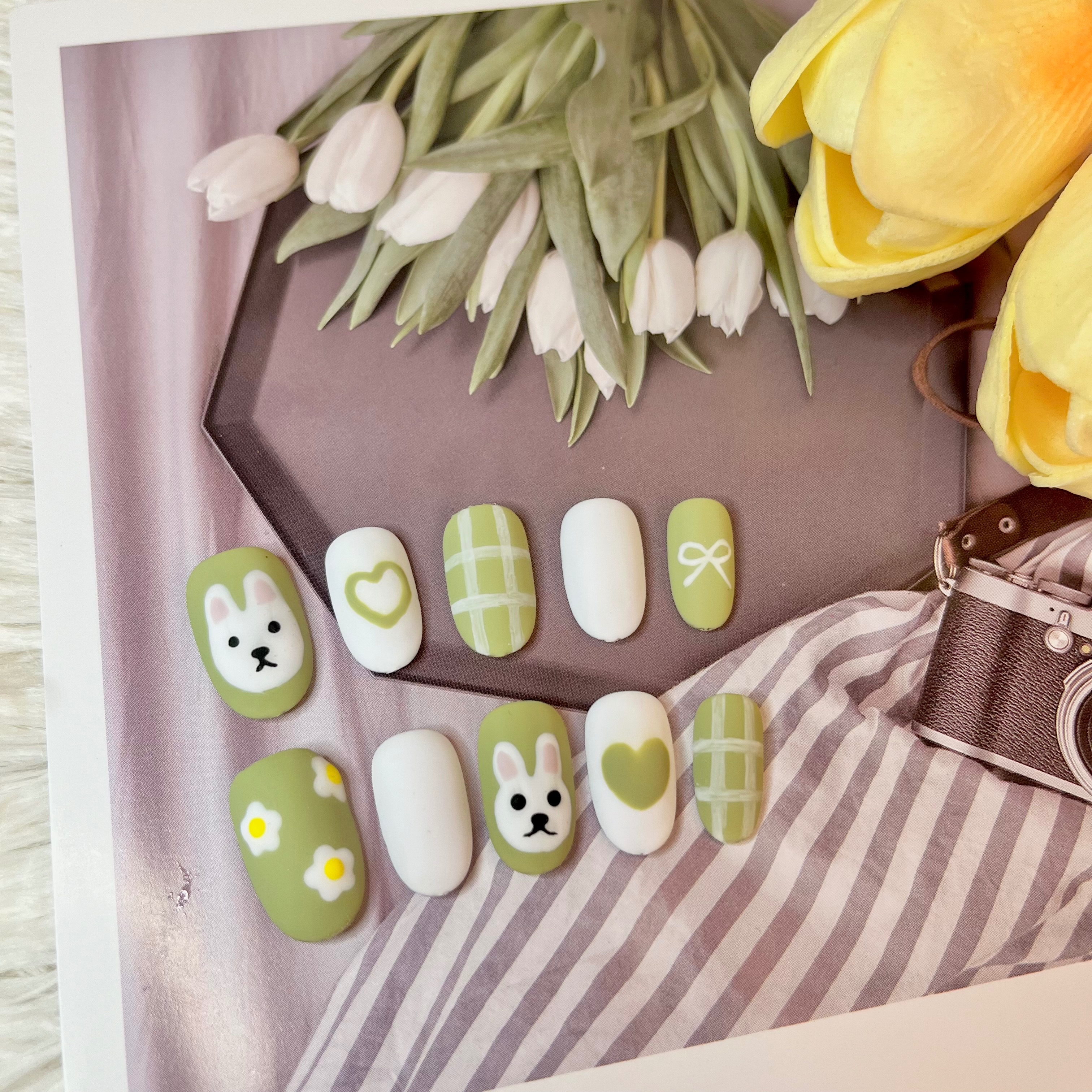 🌷抹茶兔兔款穿戴甲【現貨當天寄出，預購2-3天到貨】